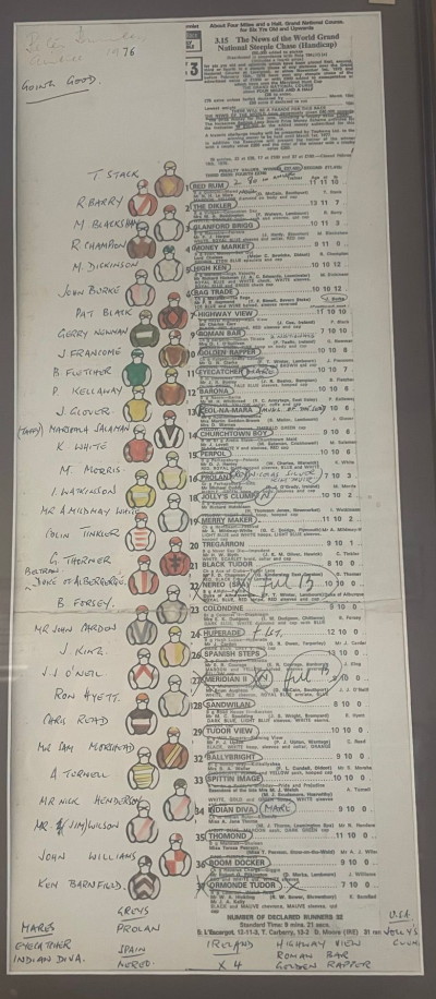 1976 racecard with notes