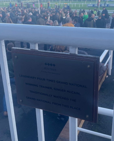 Ginger McCain plaque at Aintree
