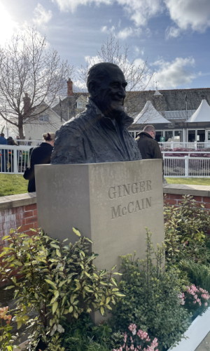 Ginger McCain statue at Aintree