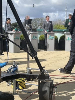 ITV racing podiums, presenters and cameras