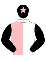 white pink halved black sleeves black cap pink star