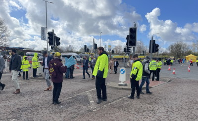 road closed outside Aintree racecourse