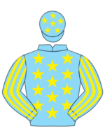 light blue with yellow stars and arm stripes
