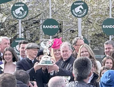 jp mcmanus with trophy after winning his fourth grand national with i am maximus a record